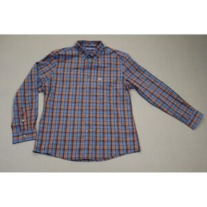 Club Room‎ Boys Orange and Blue Plaid Button Down Shirt Size L (16-18)